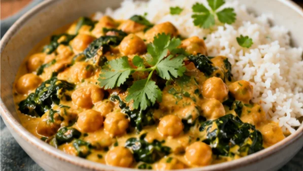 Curry de pois chiches et épinards surgelés au lait de coco